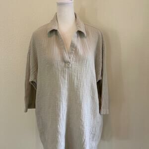 J. Jill Pure Jill Shirt Gauze Organic Cotton SZXL Casual Relaxed Fit Comfortcore